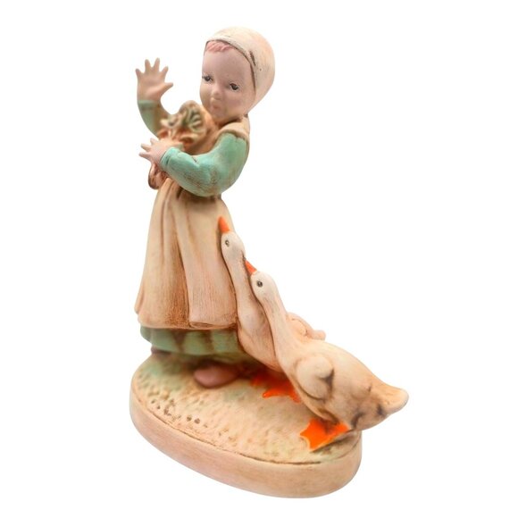 Vintage 1950 Holland Mold Dutch Boy & Girl With Geese Ceramic Figurines Set Of 2 - Picture 10 of 14